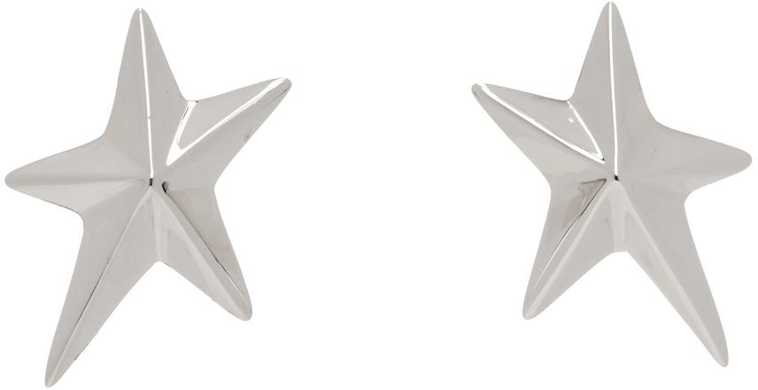 Mugler Silver Mini Star Earrings