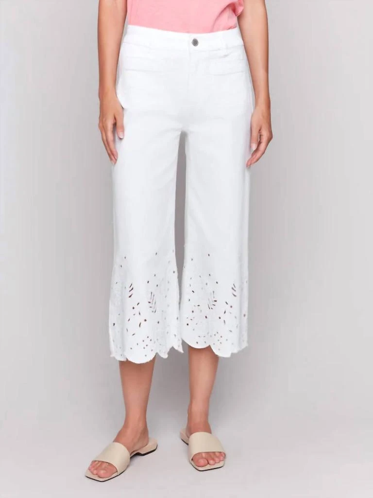 CHARLIE B Charlie B - Scallop Hem Crop Wide Leg Pants
