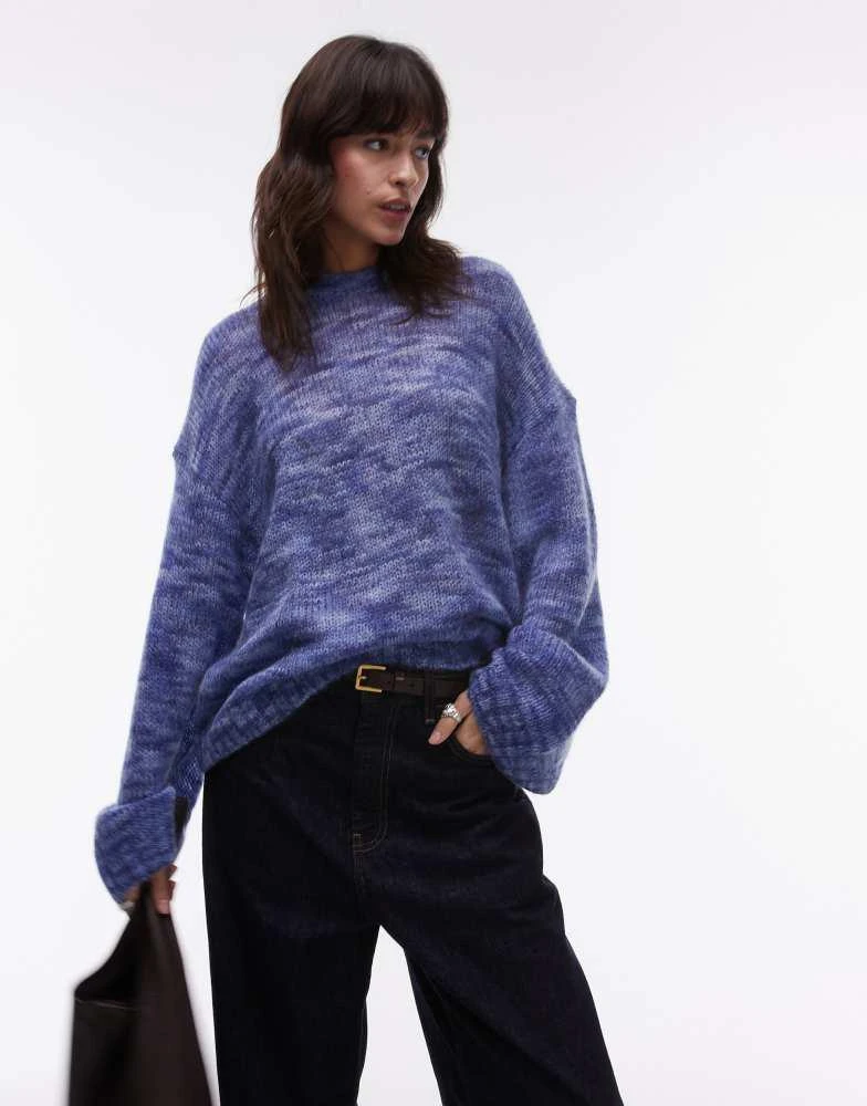 ARKET ARKET super soft alpaca and wool blend  relaxed sweater in blue space dye 3