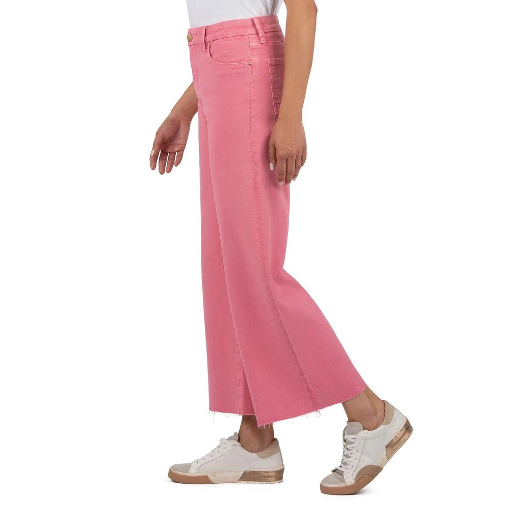 KUT from the Kloth Meg High-Rise Fab Ab Wide Leg Raw Hem in Rouge 2