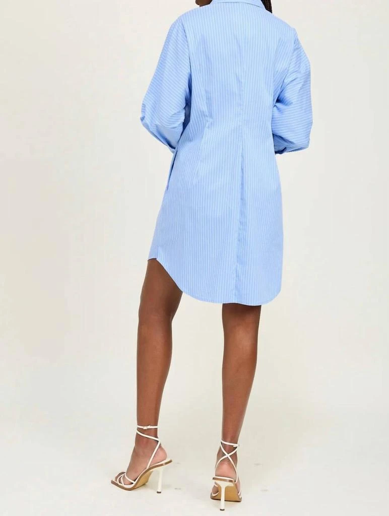 en saison blue dress Dream Blue Linen Midi Dress with Belt – Muse Social Fashion House main image 1