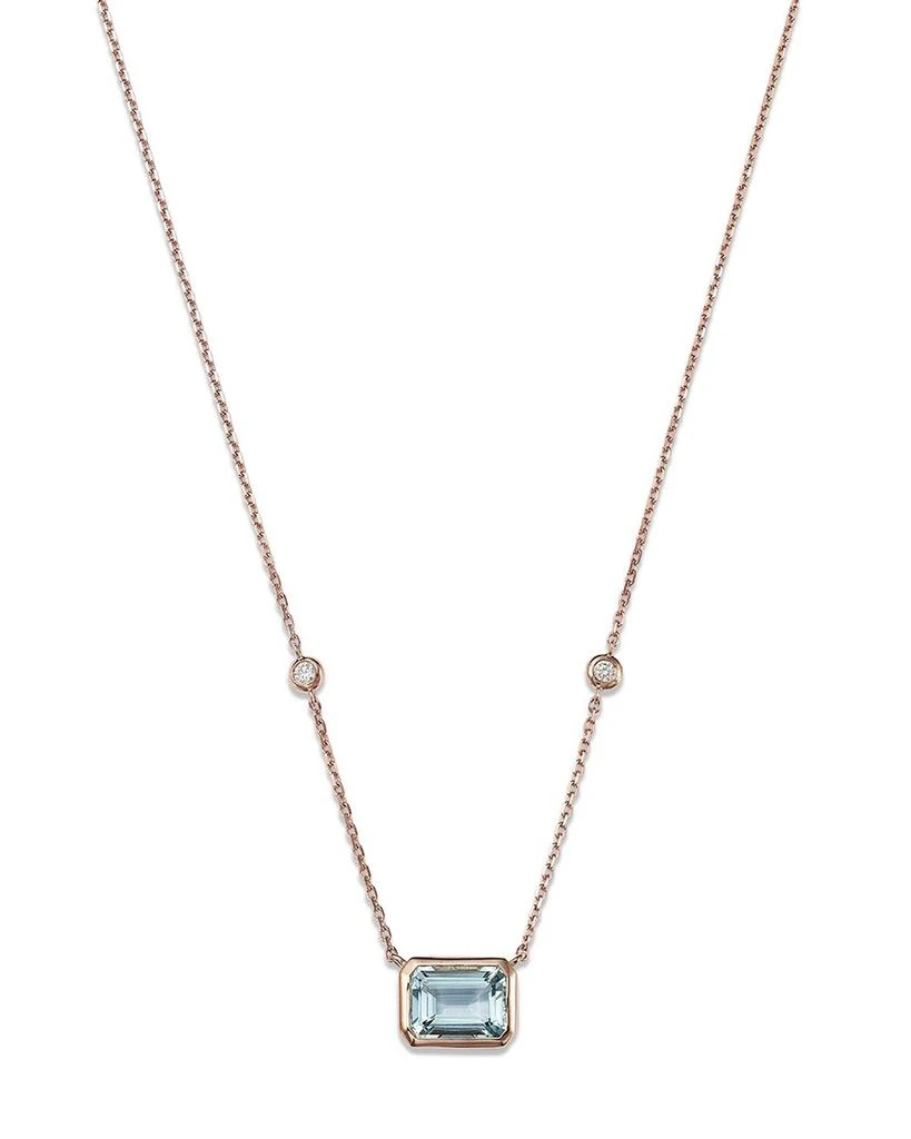 Bloomingdale's Fine Collection Aquamarine & Diamond Pendant Necklace in 14K Rose Gold, 18" - Exclusive 1