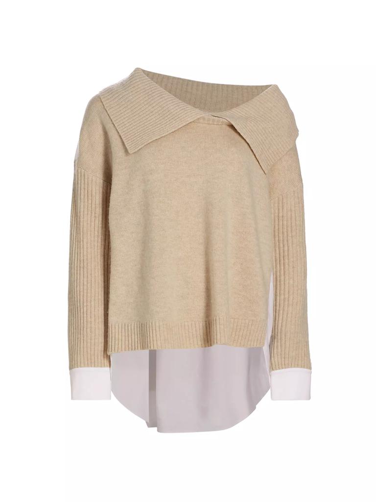 Naadam Wool-Cashmere Hybrid Off-The-Shoulder Sweater