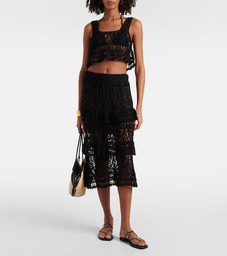 ANNA KOSTUROVA Elsie crochet cotton midi skirt