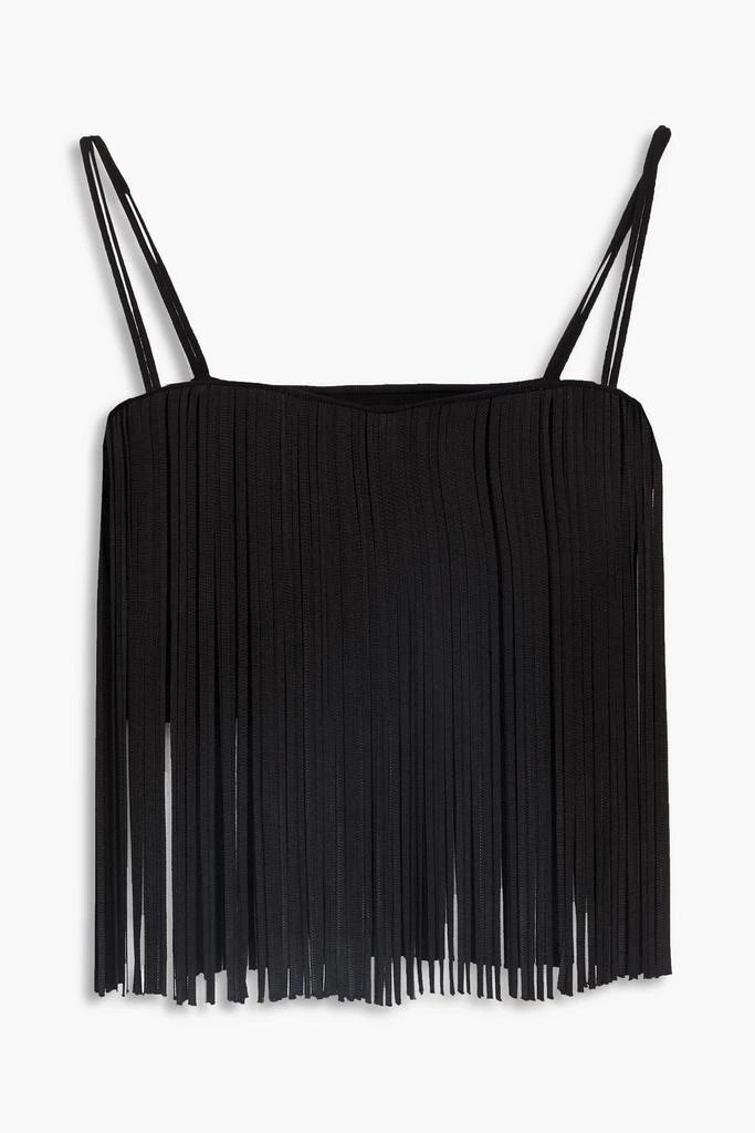 GALVAN  LONDON Cropped fringed knitted top 1