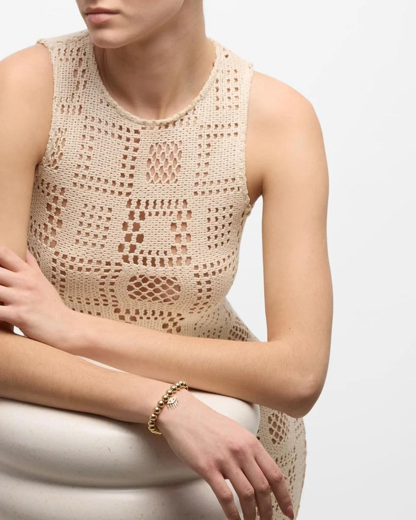 Sydney Evan Evil Eye Diamond Fringe Charm on Beaded 14K Yellow Gold Bracelet 5