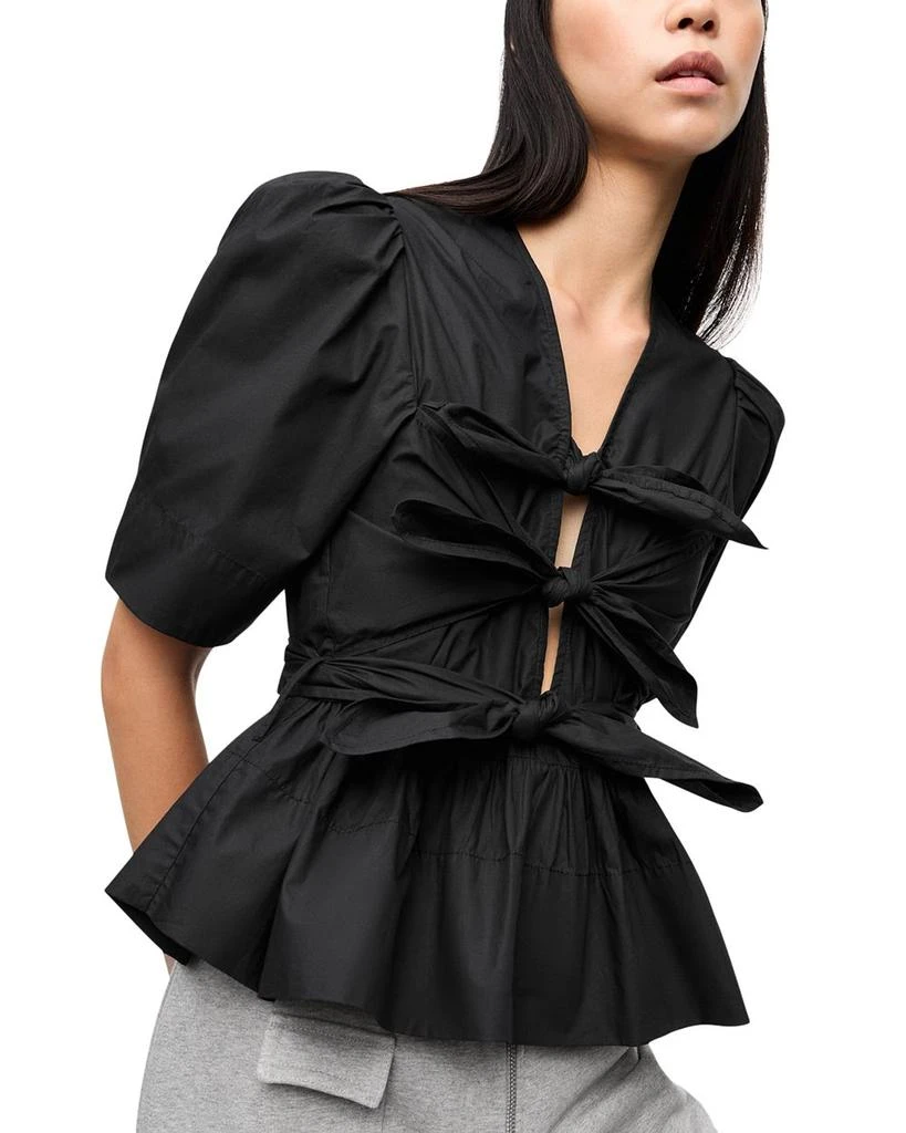 Ganni Tie Front Peplum Top 4