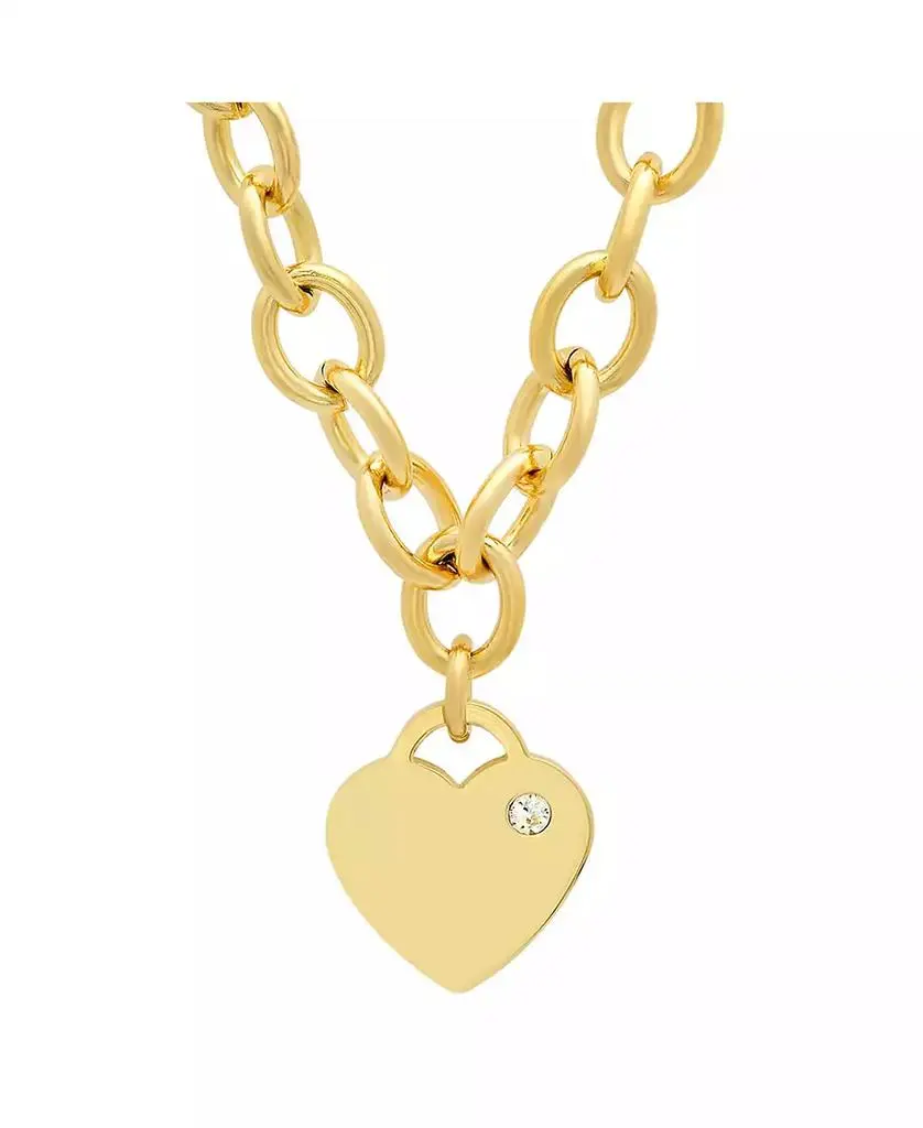 STEELTIME Ladies Stainless Steel 18K Gold Plated Heart Charm Necklace