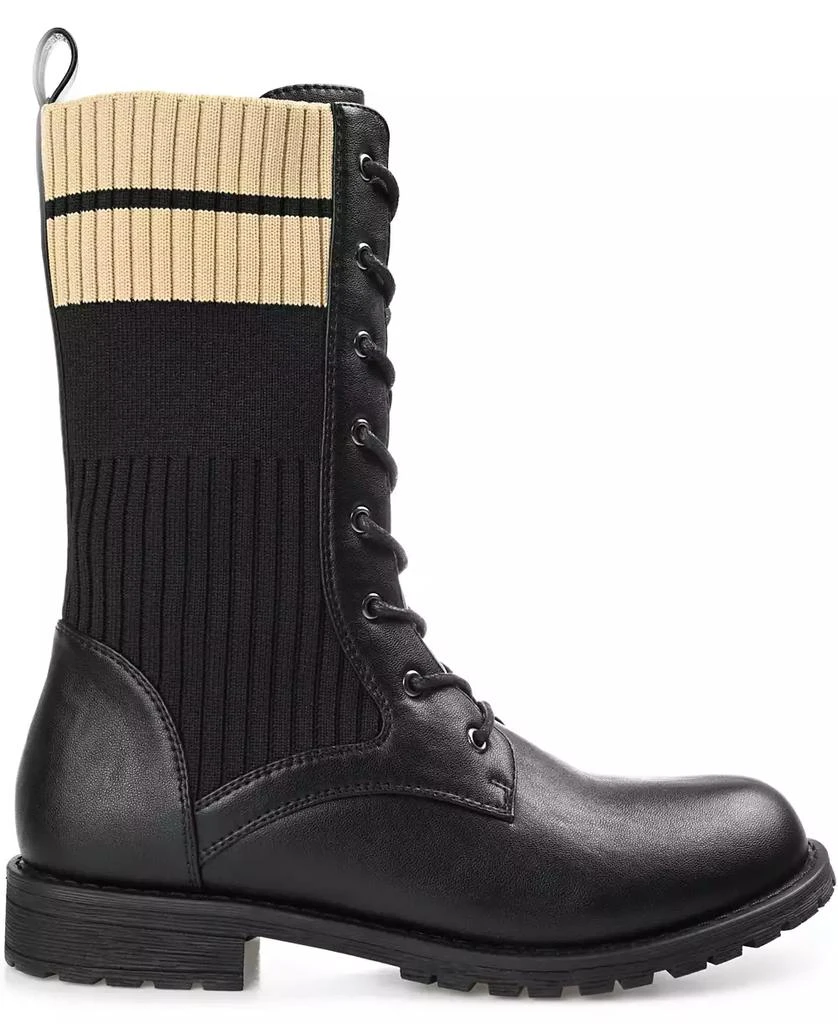 Journee Collection Women's Melei Knit Lace Up Lug Sole Combat Boots 7