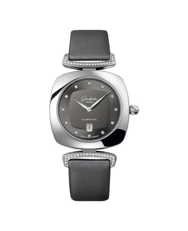 Glashütte Original Glashutte Original Pavonina Diamond Grey Dial Satin Strap Women's Watch 1-03-01-06-12-34 1
