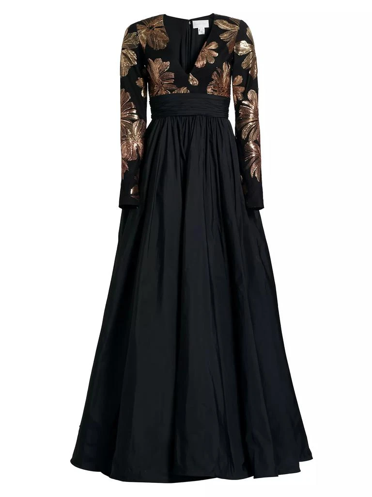 Pamella Roland Floral Tulle &amp; Taffeta A-Line Gown 1