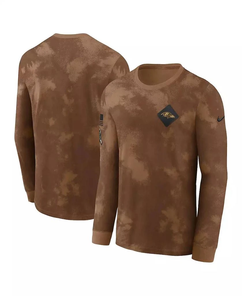 NIKE Men's Brown Baltimore Ravens Salute To Service Long Sleeve T-Shirt 1