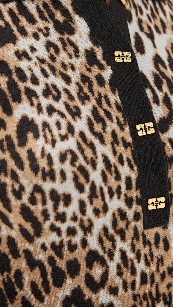 Ganni Fine Merino Jacquard Leopard Polo 5