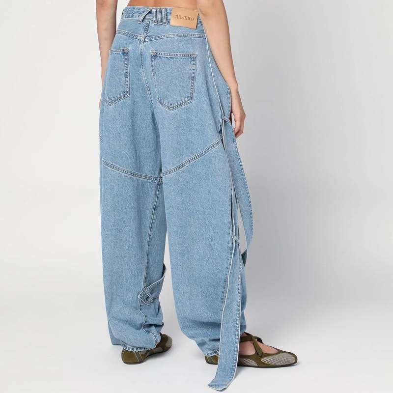 The Attico Wide light blue jeans with ribbons 4