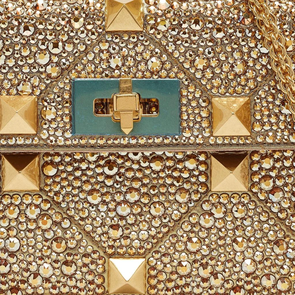 Valentino Valentino Gold Crystal Studded Medium Roman Stud Top Handle Bag 5