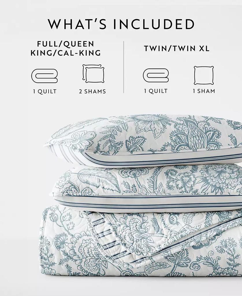 IENJOY HOME Jacobean and Stripe Reversible 3-Pc. Lightweight Quilt Set
