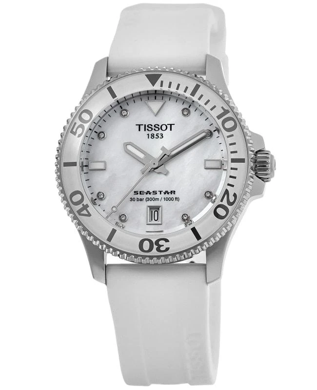 Tissot Tissot Seastar 1000 Quartz Mother of Pearl Dial White Strap Women's Watch T120.210.17.116.00 1