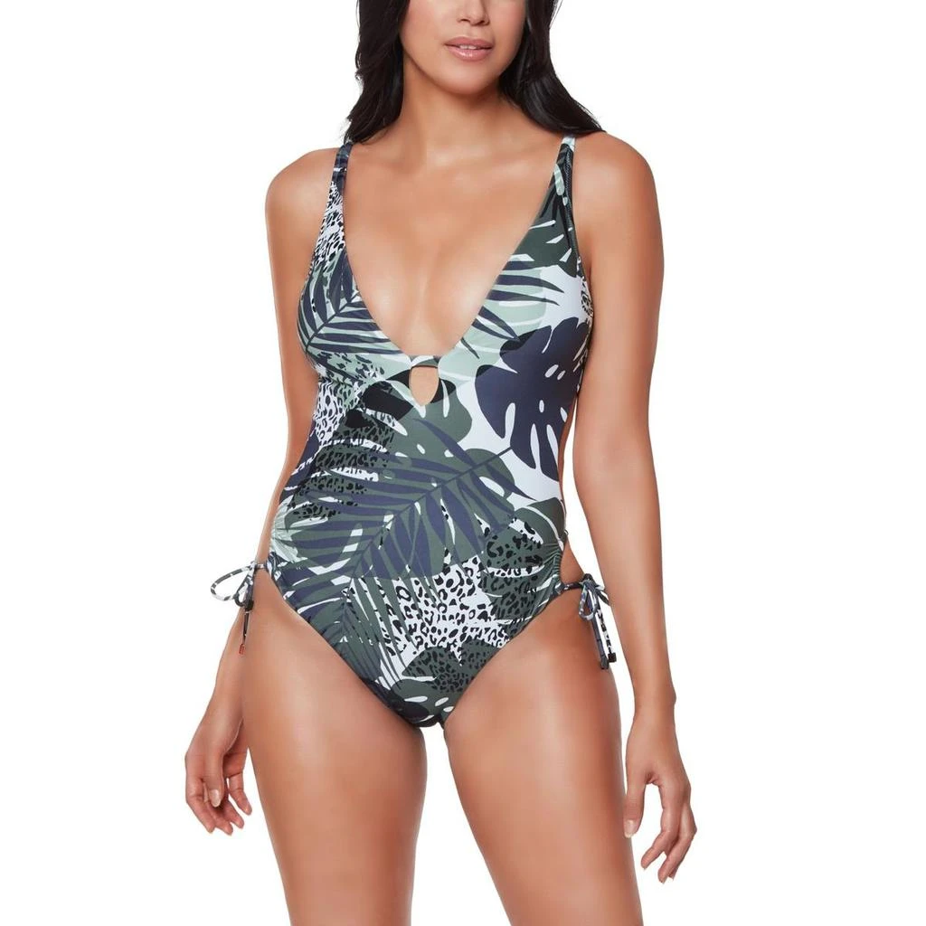 Bar III Womens Printed Side Tie One-Piece Swimsuit 3