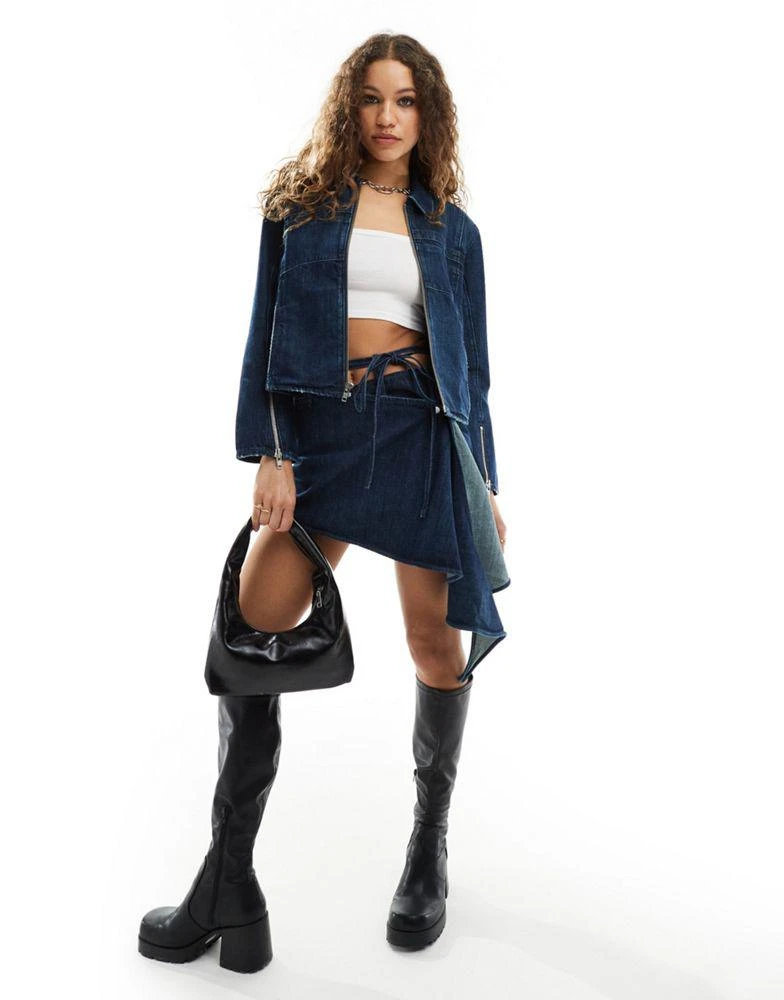 Weekday Weekday Gate co-ord asymmetric denim mini skirt in sapphire blue 1