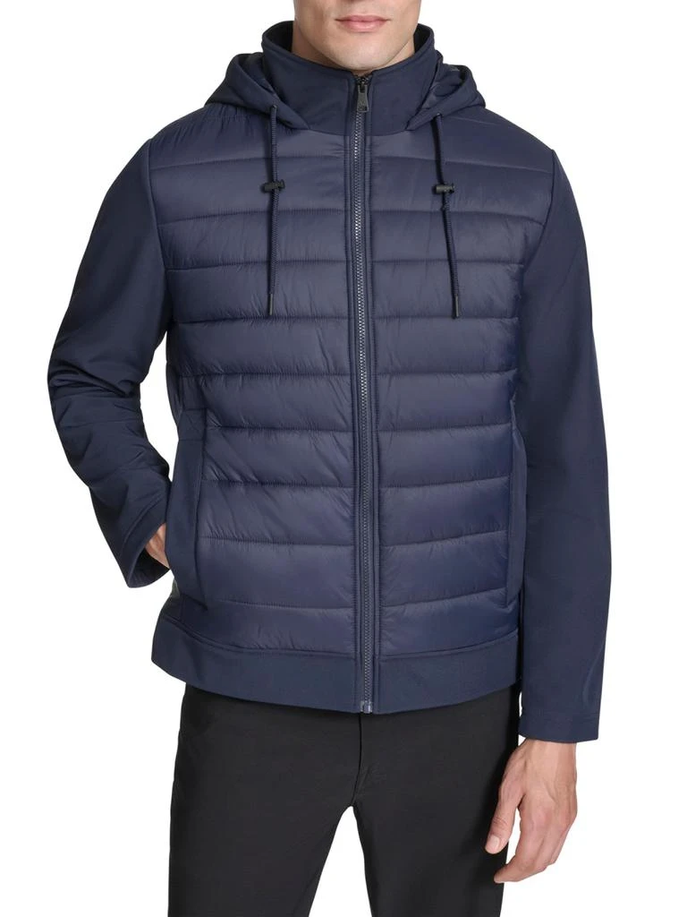 Kenneth Cole Mixed-Media Quilted Hooded Slim Fit Jacket 6