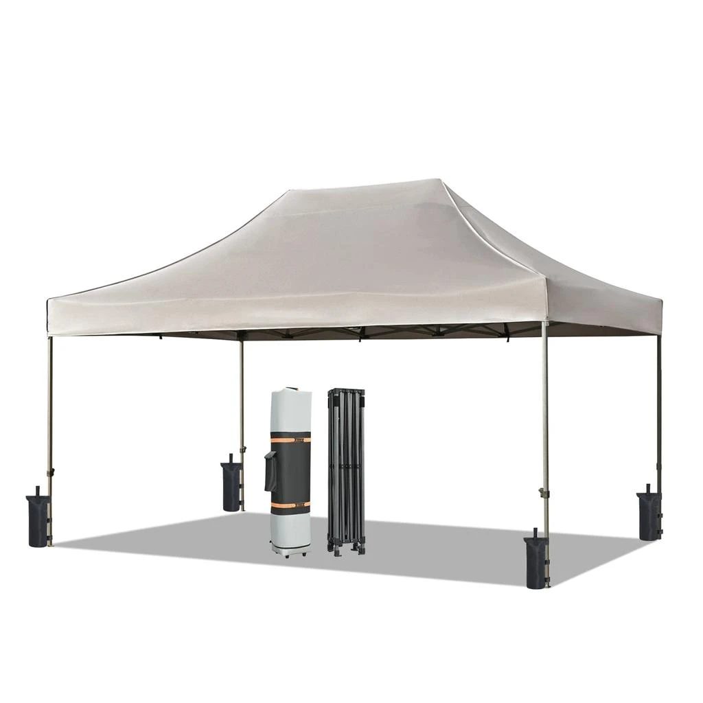Streamdale Furniture Streamdale 10x15 Pop Up Canopy Tent, UV Waterproof, Adjustable Height, Khaki 1