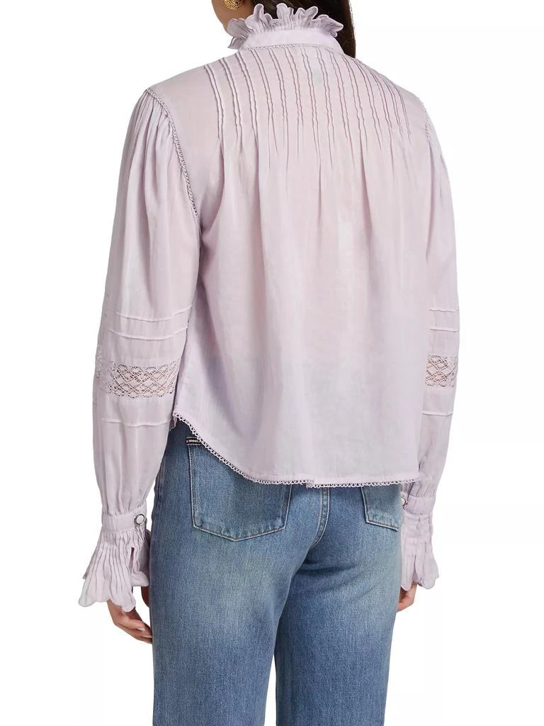 Farm Rio Pintuck Cotton Stand-Collar Blouse 5