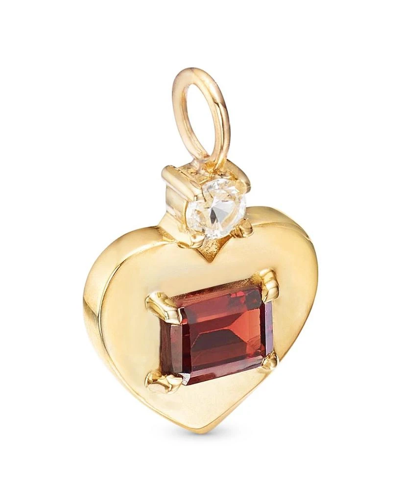 Moon & Meadow 14K Yellow Gold Garnet & White Topaz Heart Charm Pendant 3