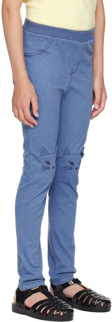 ANNA SUI MINI Kids Blue Embroidered Lounge Pants 2