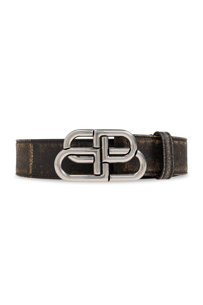 Balenciaga Logo Plaque Belt Brown 90CM