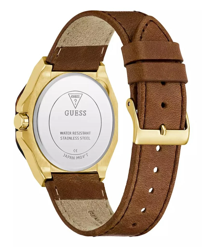 GUESS Women's Gold-Tone Brown Leather Multi-Function Watch, 36mm 3