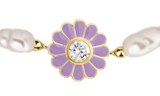 Gabi Rielle Enamel Daisy Imitation Pearl Stretch Bracelet