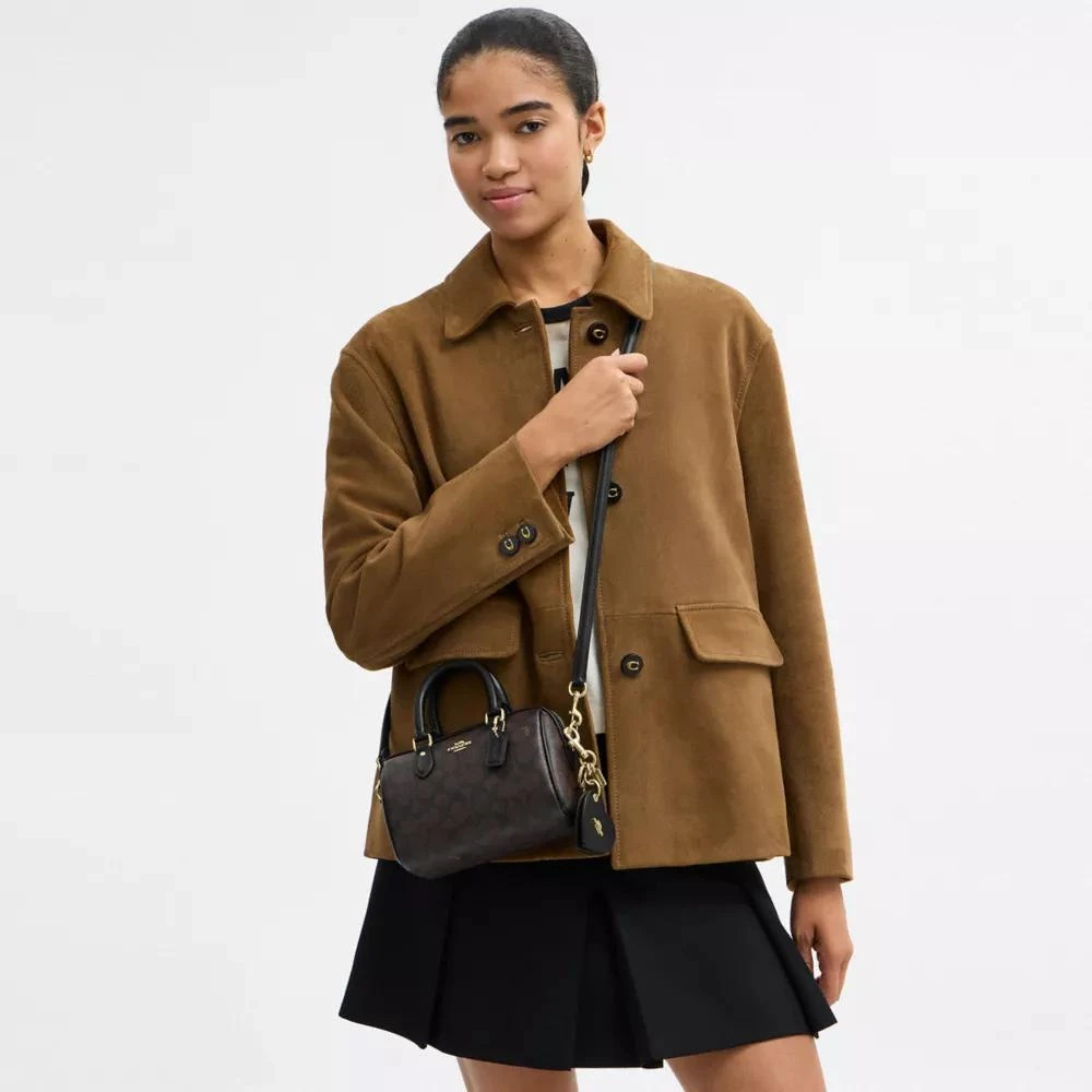 Coach Boxed Mini Rowan Crossbody Bag And Mirror Bag Charm Set In Signature Canvas 6