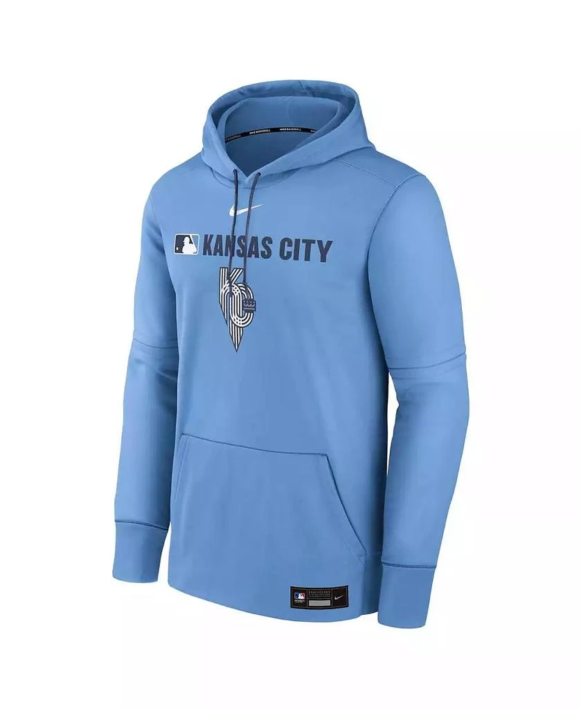 NIKE Men's Light Blue Kansas City Royals Authentic Collection City Connect Therma Pullover Hoodie 3