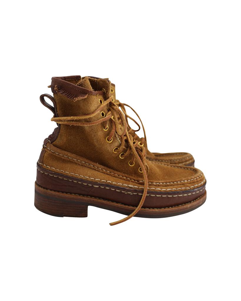 Grizzly Hi-Folk Boots in Brown Calfskin Suede – On Sale Now