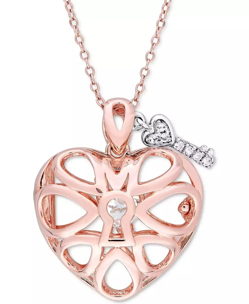 Macy
s White Topaz Heart Lock 
Key 18" Pendant Necklace in Sterling Silver 
18k Rose Gold-Plate