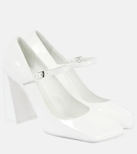 Amina Muaddi Charlotte 95 patent leather Mary Jane pumps 1