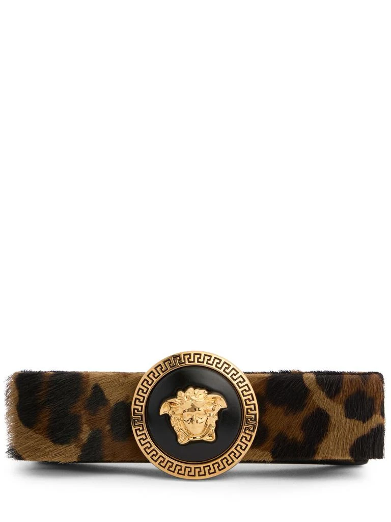 Versace Pony Hair Gold Medusa Leo Print Ribbon Barrette Clip 3 part high ponytail - TikTok Shop main image 2