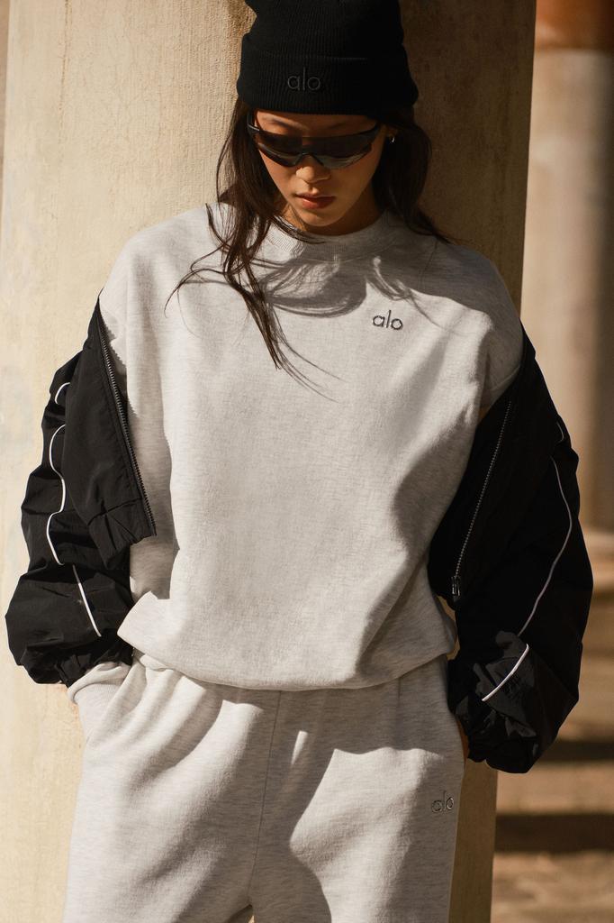 Alo Accolade Crew Neck Pullover - White Heather - Hoodies - Free