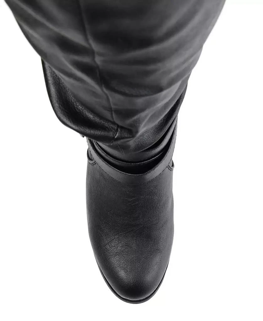 Journee Collection Women's Late Rouched Buckle Mid Shaft Block Heel Boots 4