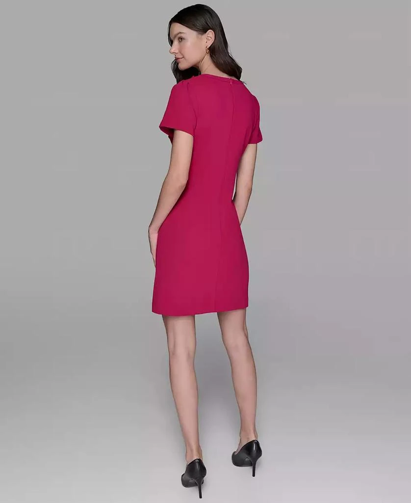 Karl Lagerfeld Paris Women's Scuba Crepe Short Sleeve Bow Detail A-line Dress 2