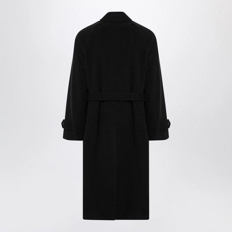 AURALEE  BLACK BELTED WOOL COAT 2
