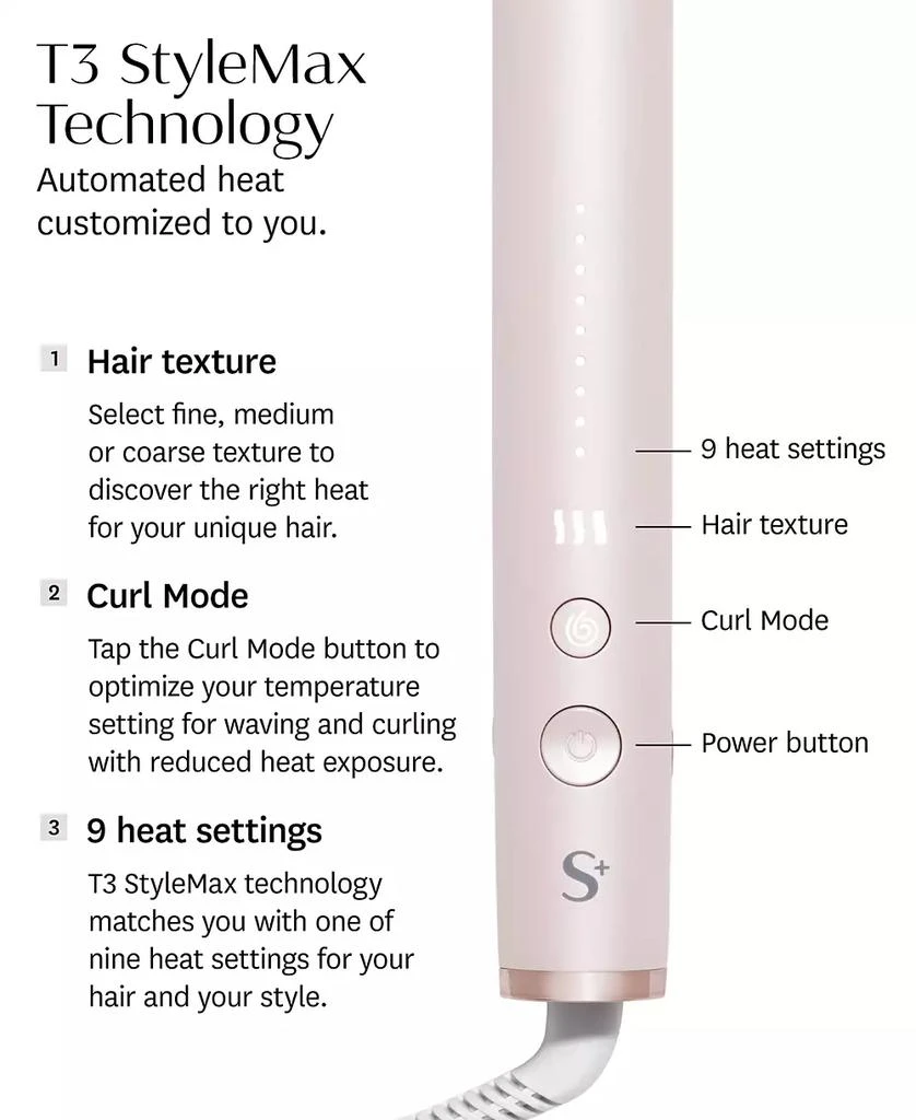 T3 SinglePass StyleMax Professional 1" Flat Iron with Automated Heat in Satin Blush 2