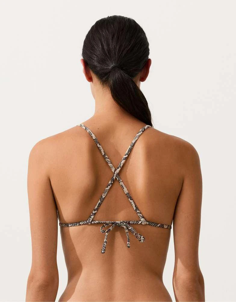 OYSHO OYSHO Snake print triangle bikini top in black 3