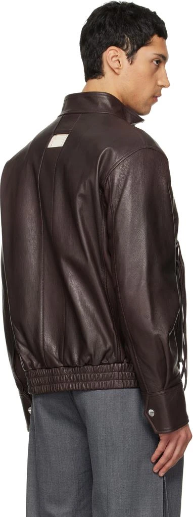 NULLUS Brown Braided Detail Leather Jacket 3