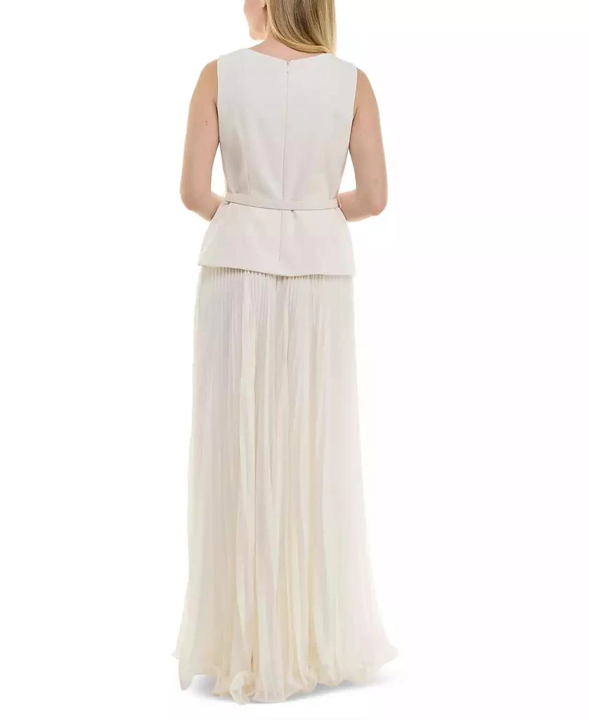 Taylor Women's Mixed-Media Square-Neck Sleeveless Dress 2