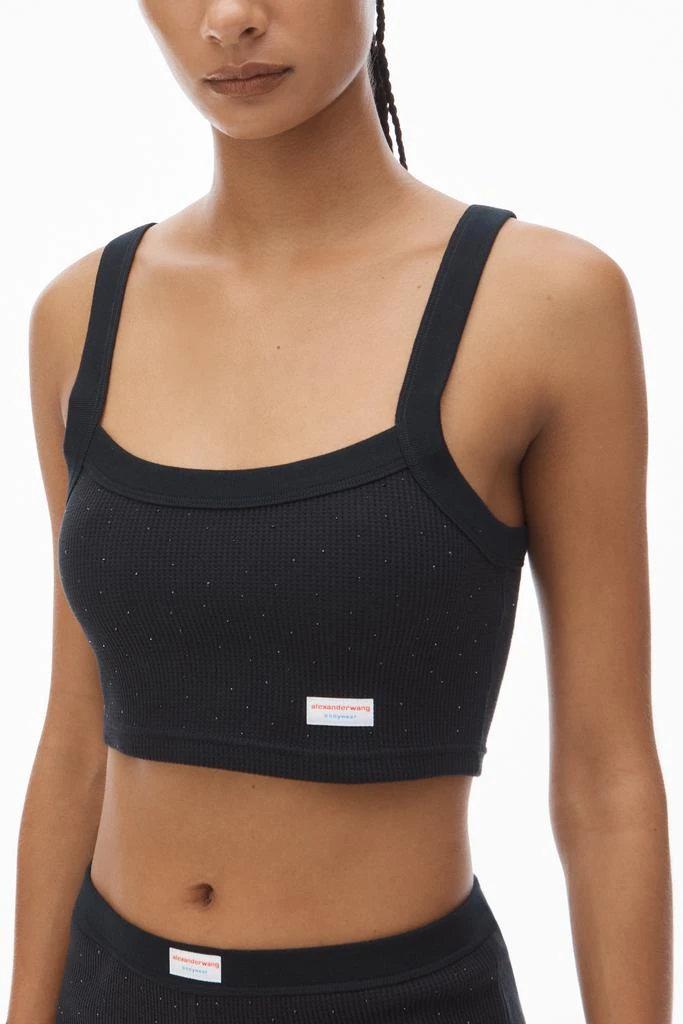 Alexander Wang Crystal Hotfix Cropped Camisole in Waffle Knit 3