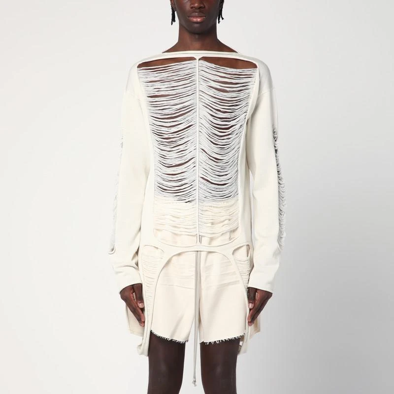 Rick Owens Torn ivory sweater in wool 1