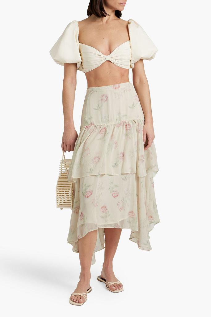LOVESHACKFANCY Alex ruffled floral-print georgette midi