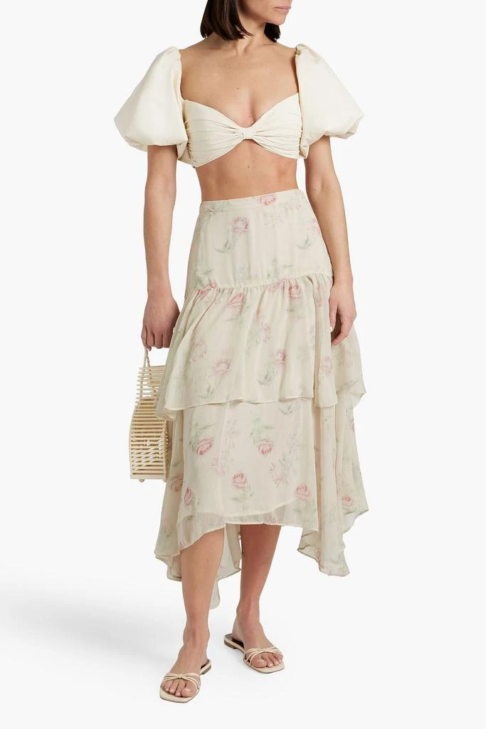 LOVESHACKFANCY Alex ruffled floral-print georgette midi skirt 2