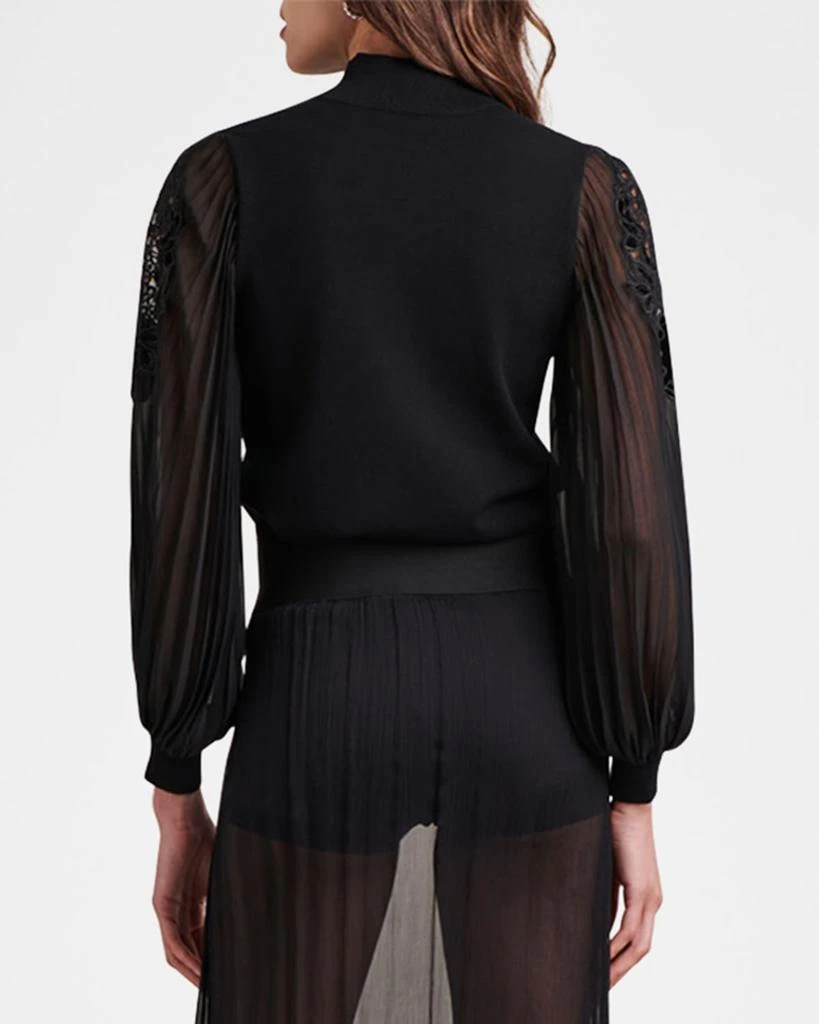 Anne Fontaine Bal Pleated-Sleeve Knit Blouse 3